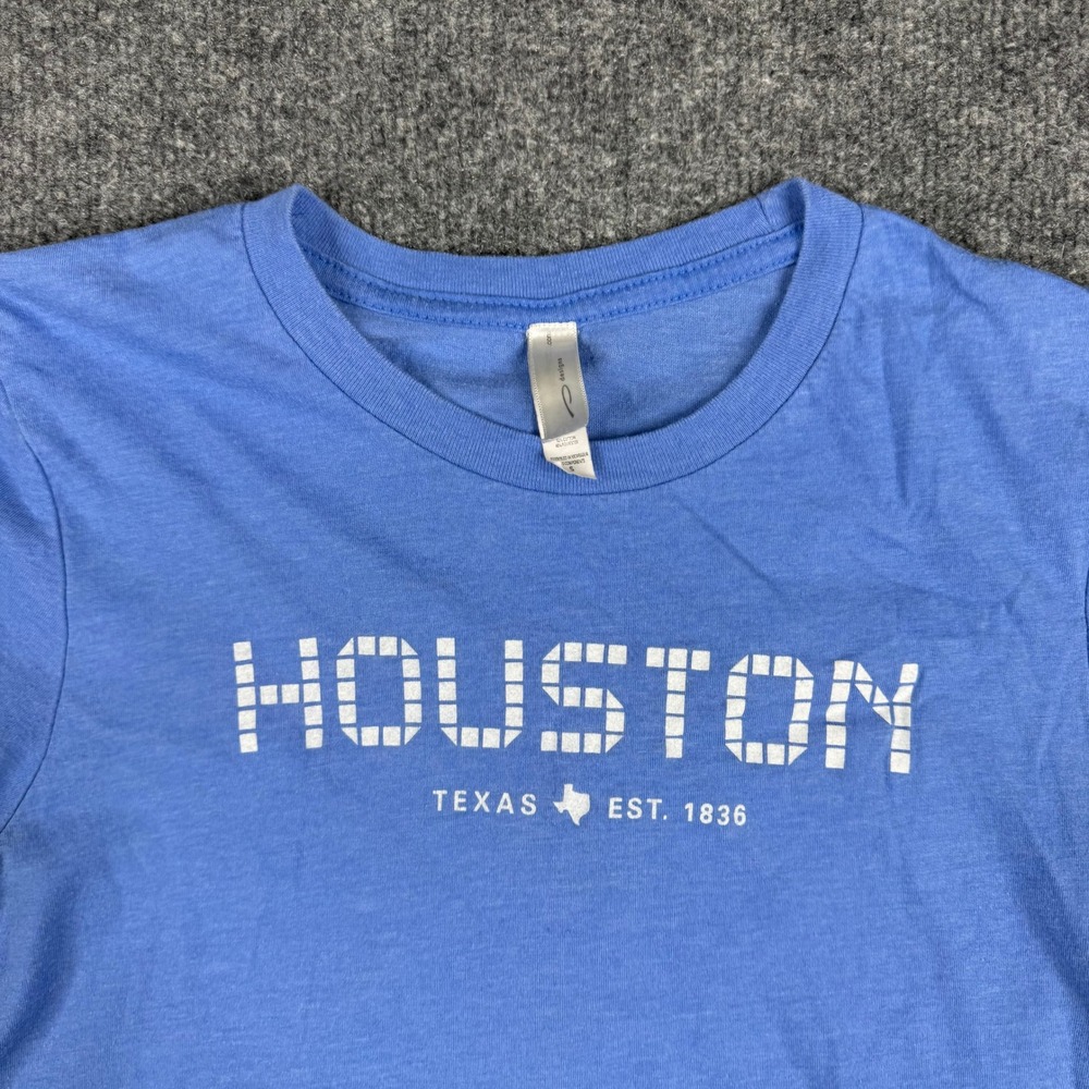 P Designs T-Shirt Mens Size S Blue Houston Texas Graphic Short Sleeve Crew Neck
